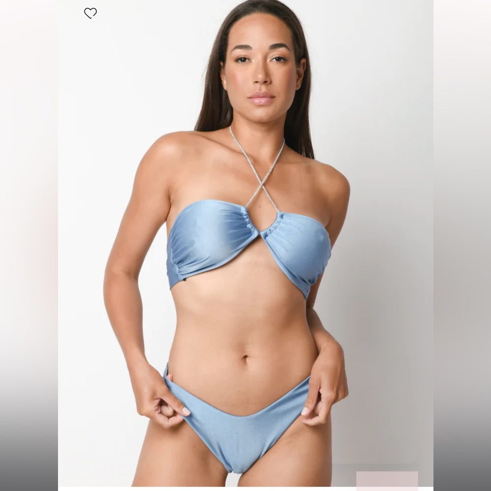 Blue Rhinestone Top Bikini Set